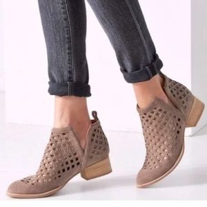Jeffrey Campbell Taggart Suede Leather Cut Out Ankle Booties